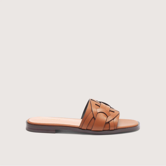 Коричневі італійські шкіряні жіночі шльопанці Coccinelle Monogram Slice Cowhide E4 SVP 17 01 01 W12