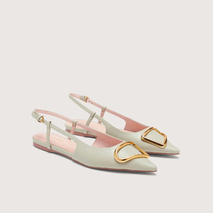 Ментолові італійські шкіряні жіночі слінгбеки Coccinelle Sling Back Flat Smooth Leather Celadon Green E4 QSD 21 02 01 G24