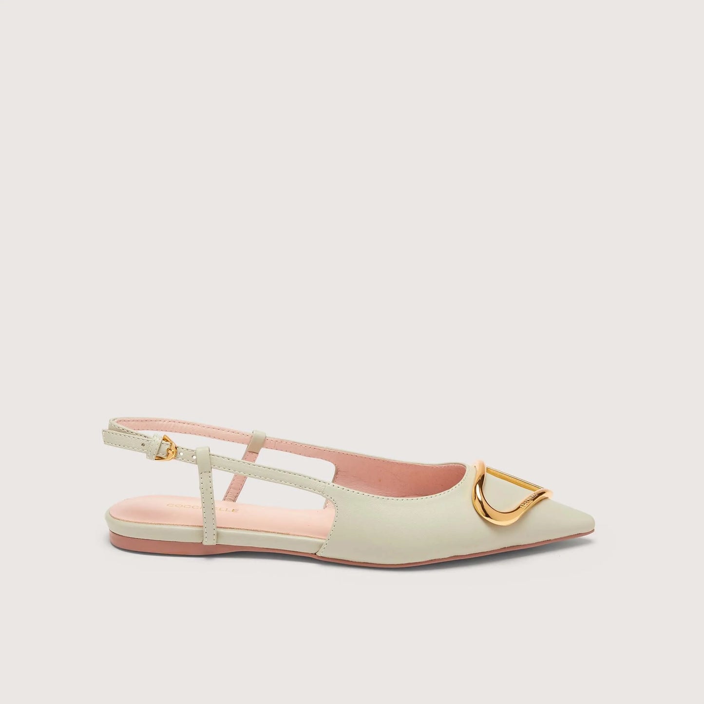 Ментолові італійські шкіряні жіночі слінгбеки Coccinelle Sling Back Flat Smooth Leather Celadon Green E4 QSD 21 02 01 G24