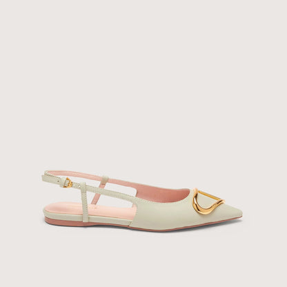 Ментолові італійські шкіряні жіночі слінгбеки Coccinelle Sling Back Flat Smooth Leather Celadon Green E4 QSD 21 02 01 G24