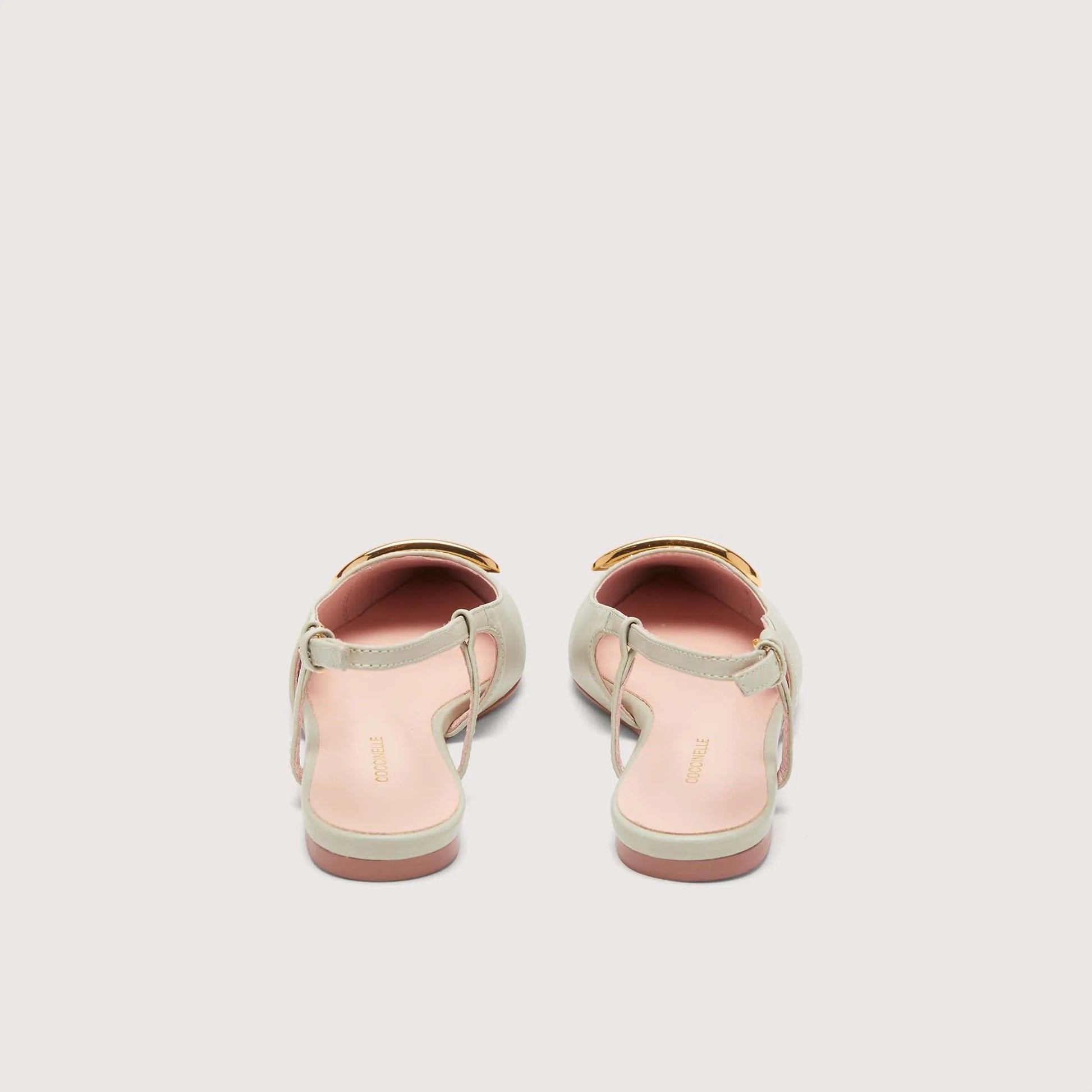 Ментолові італійські шкіряні жіночі слінгбеки Coccinelle Sling Back Flat Smooth Leather Celadon Green E4 QSD 21 02 01 G24