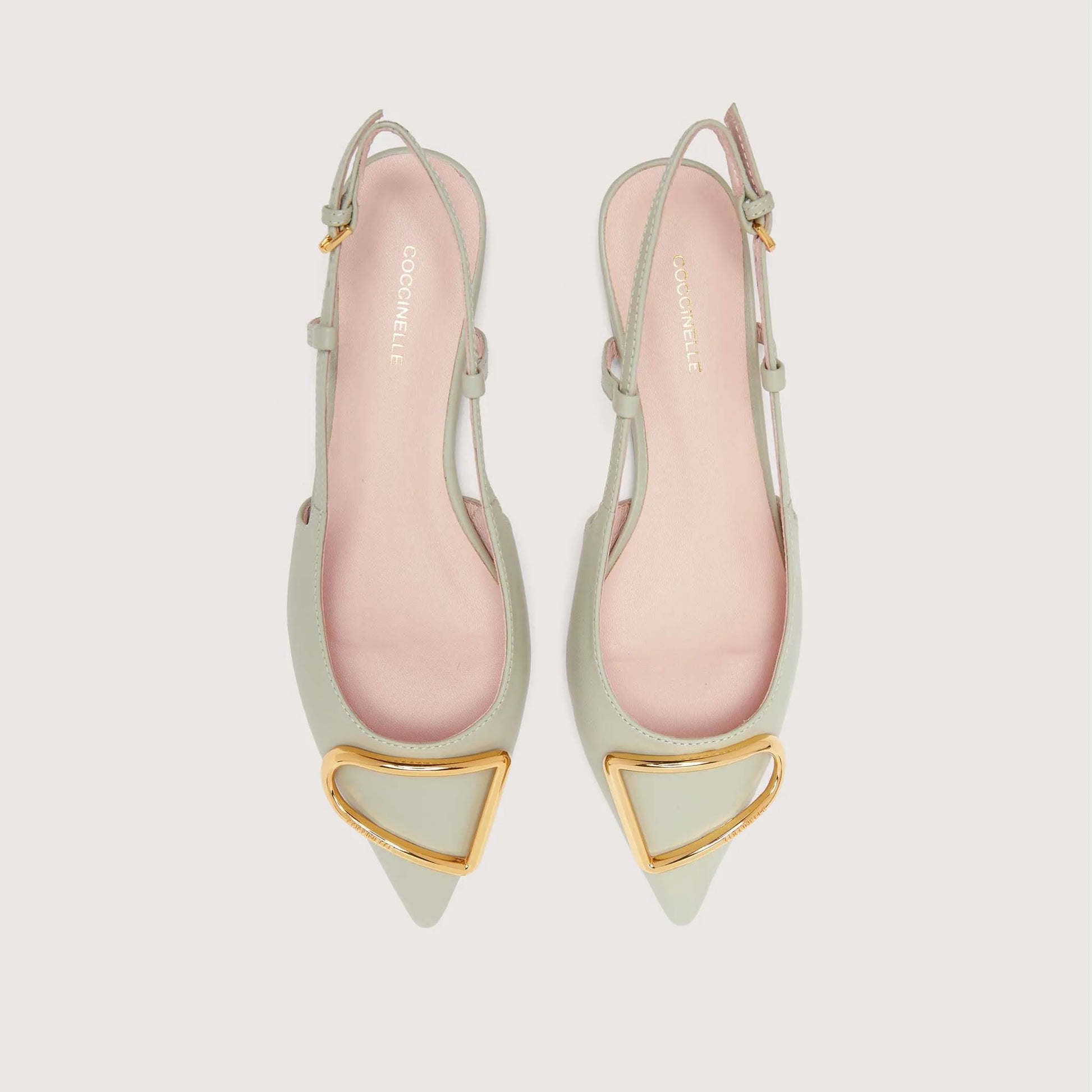 Ментолові італійські шкіряні жіночі слінгбеки Coccinelle Sling Back Flat Smooth Leather Celadon Green E4 QSD 21 02 01 G24