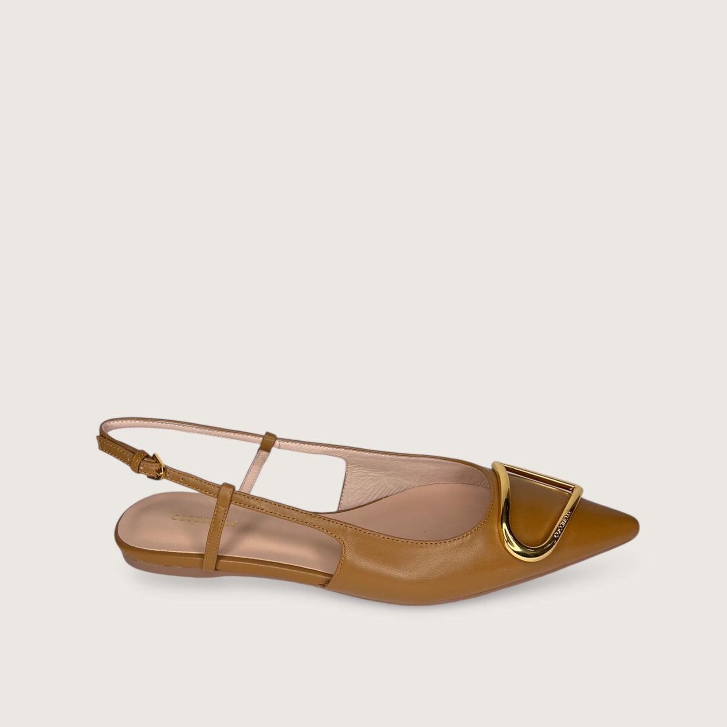 Коричневі італійські шкіряні жіночі слінгбеки Coccinelle Sling Back Flat Smooth Leather Cuir E4 QSD 21 02 01 W12