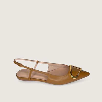 Коричневі італійські шкіряні жіночі слінгбеки Coccinelle Sling Back Flat Smooth Leather Cuir E4 QSD 21 02 01 W12
