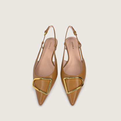Коричневі італійські шкіряні жіночі слінгбеки Coccinelle Sling Back Flat Smooth Leather Cuir E4 QSD 21 02 01 W12