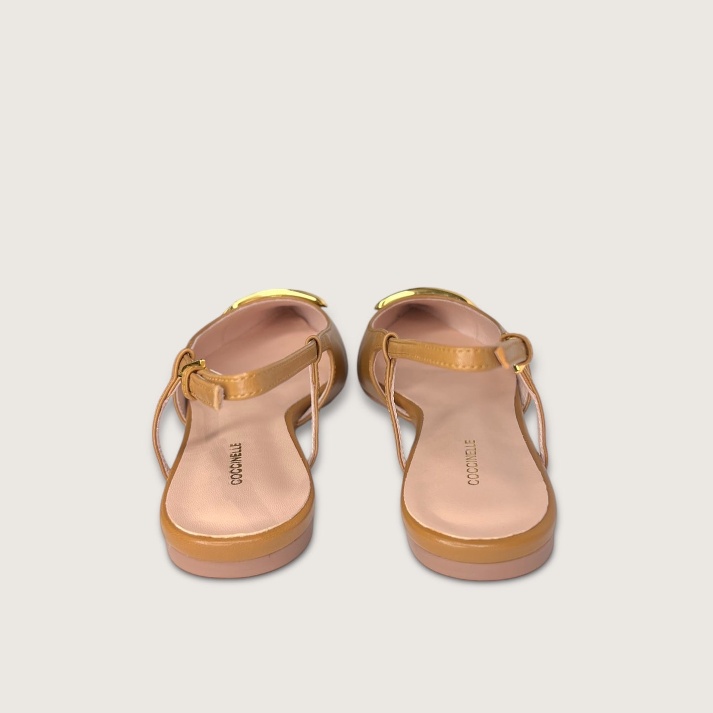 Коричневі італійські шкіряні жіночі слінгбеки Coccinelle Sling Back Flat Smooth Leather Cuir E4 QSD 21 02 01 W12