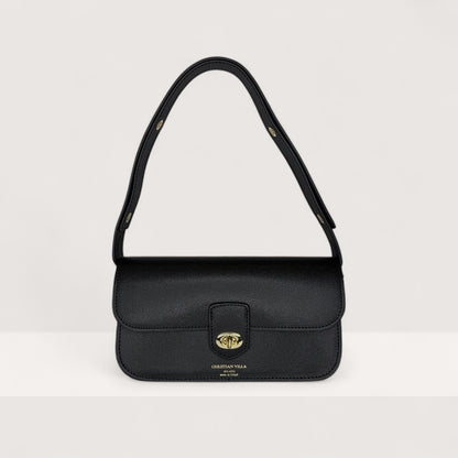 Чорна італійська шкіряна жіноча сумка Christian Villa 06105 Bag Vitello Mini Grain Nero Alaska 04121