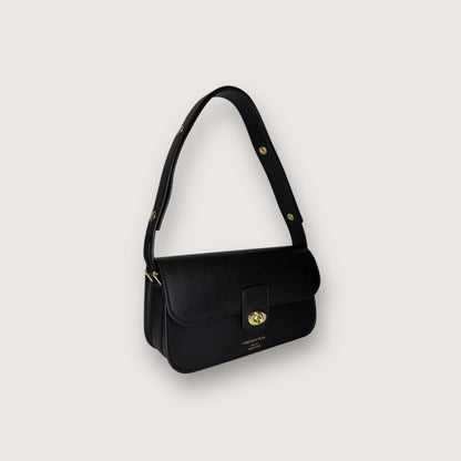 Чорна італійська шкіряна жіноча сумка Christian Villa 06105 Bag Vitello Mini Grain Nero Alaska 04121