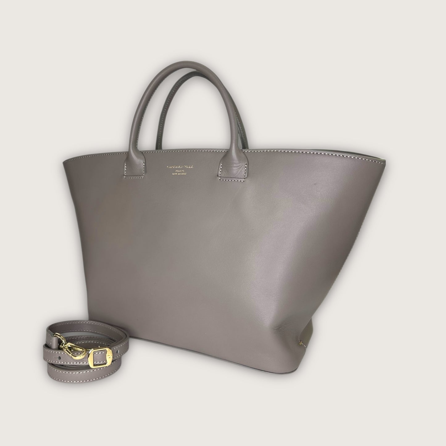 Італійська шкіряна жіноча сумка Christian Villa Jolie 06107 Bag Hero Grigio Microfibra Beige кольору тауп
