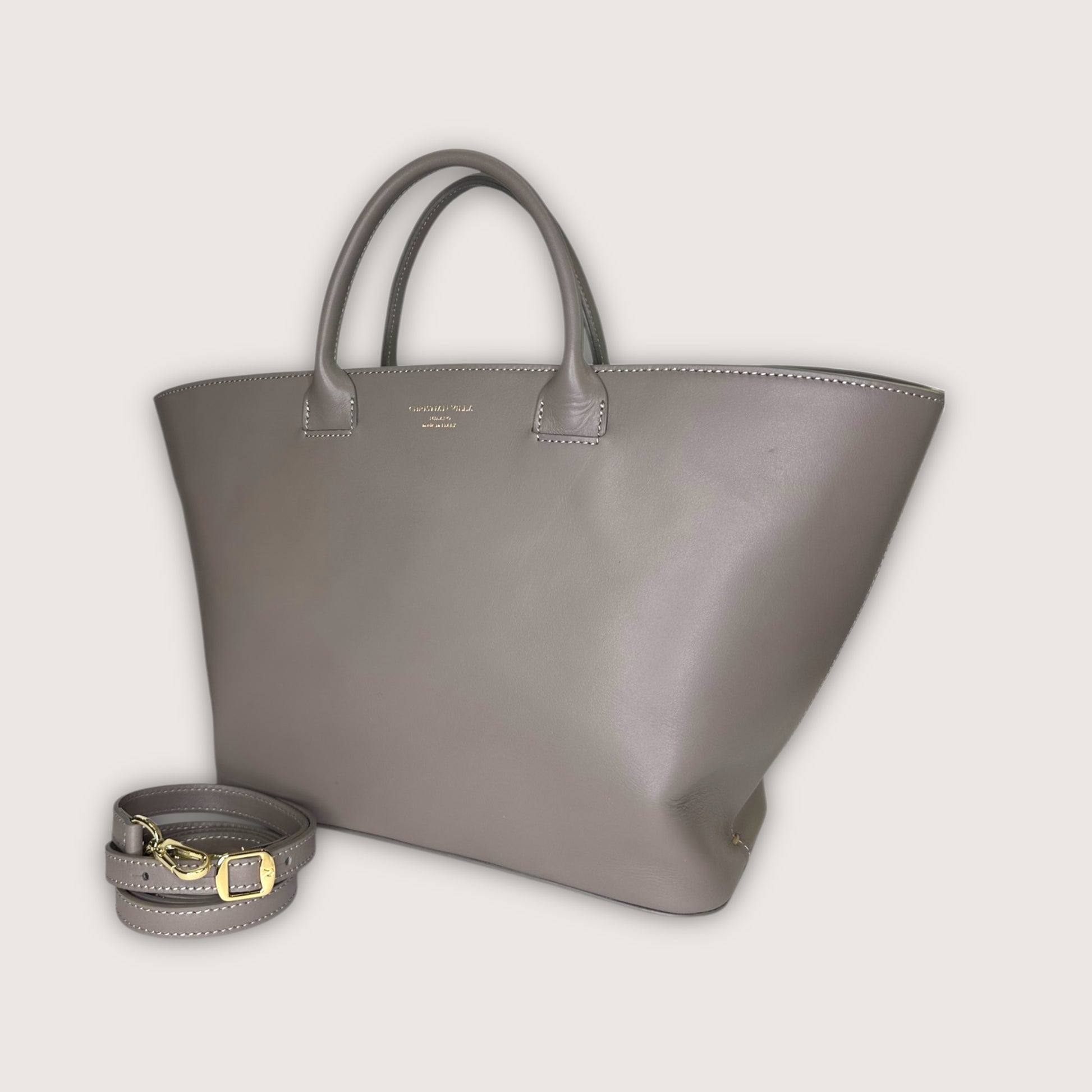 Італійська шкіряна жіноча сумка Christian Villa Jolie 06107 Bag Hero Grigio Microfibra Beige кольору тауп