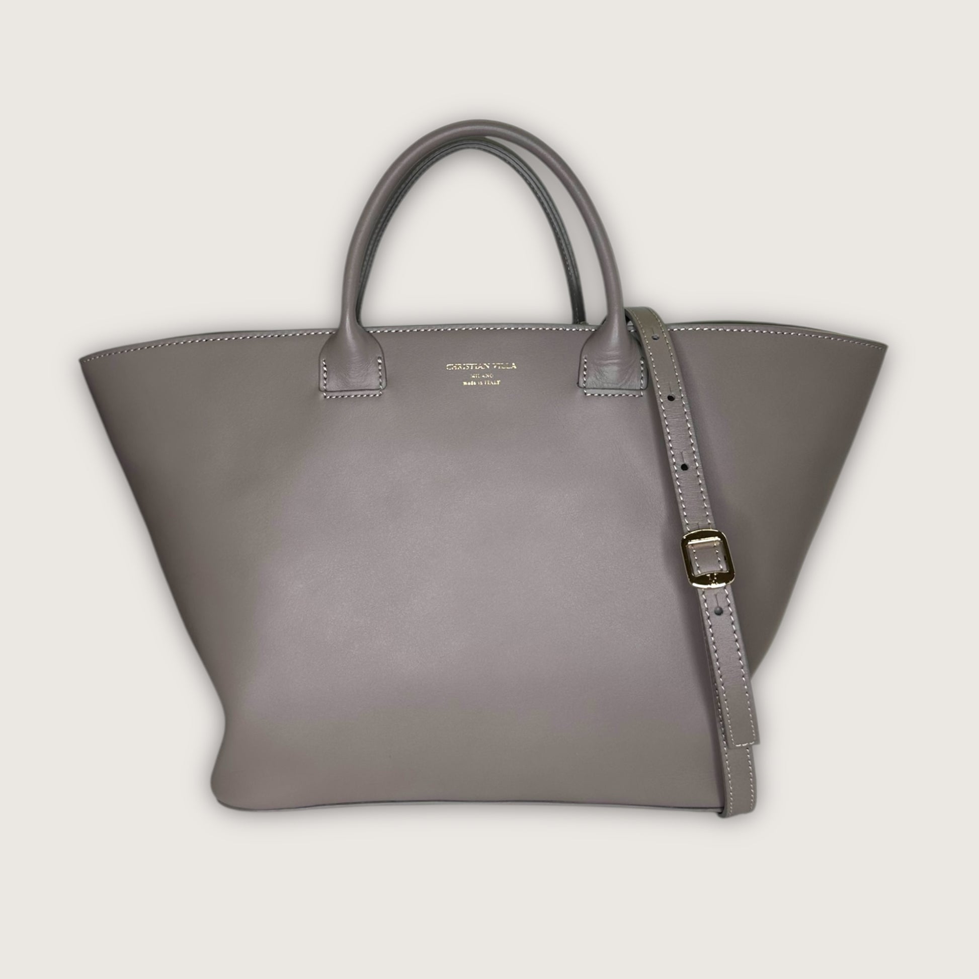 Італійська шкіряна жіноча сумка Christian Villa Jolie 06107 Bag Hero Grigio Microfibra Beige кольору тауп