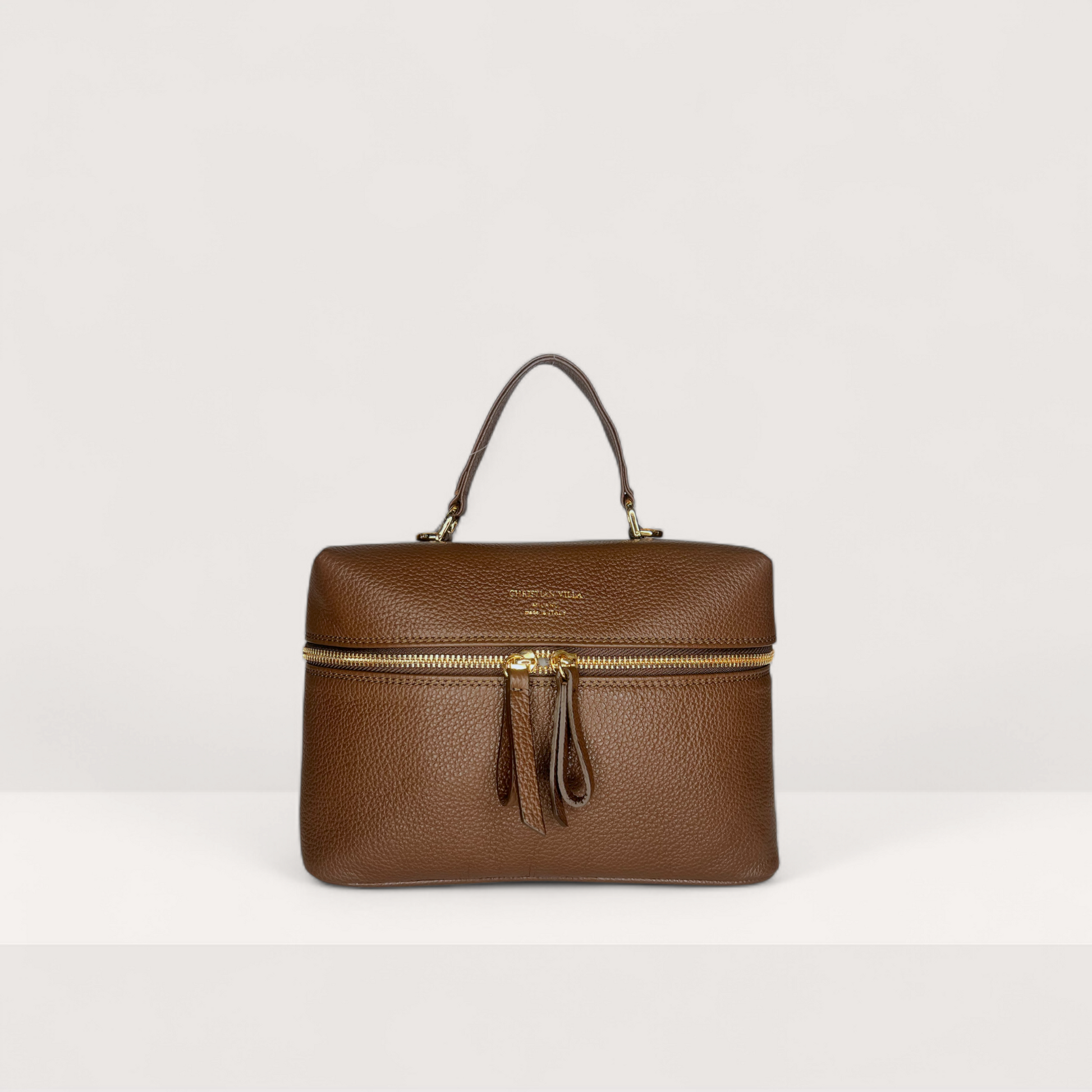 Коричнева італійська шкіряна жіноча сумка Christian Villa 06300 Bag Peggy Praline