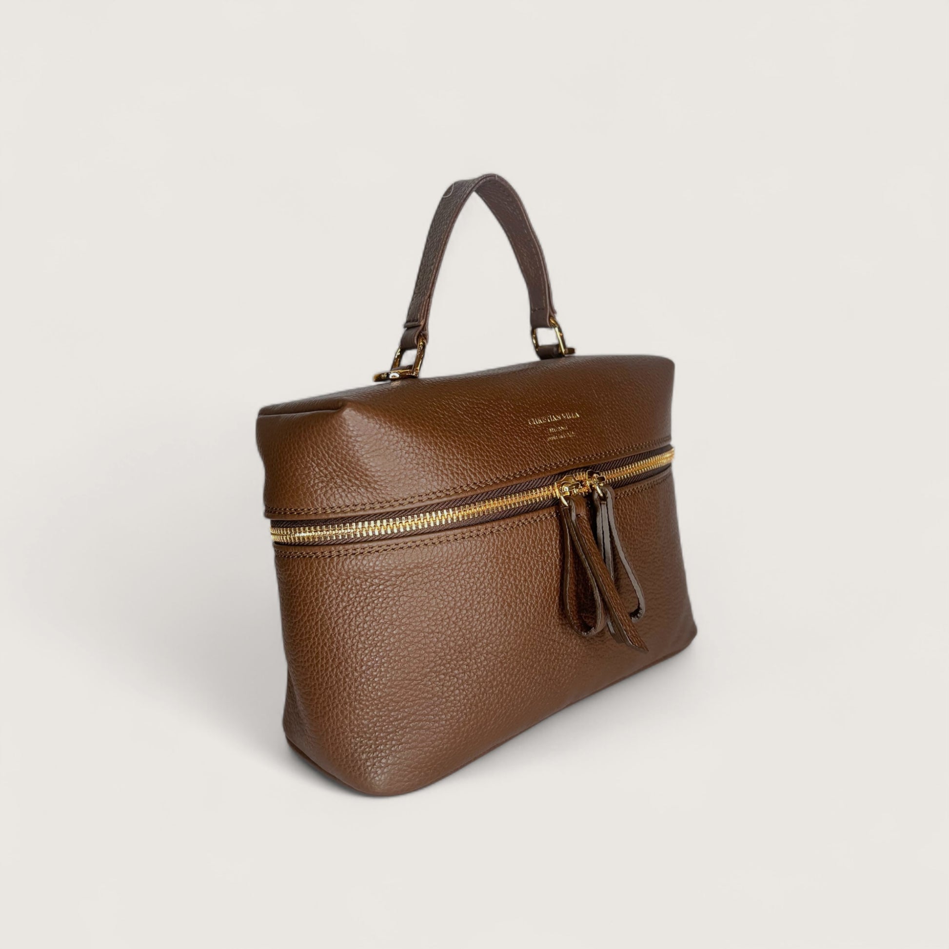 Коричнева італійська шкіряна жіноча сумка Christian Villa 06300 Bag Peggy Praline