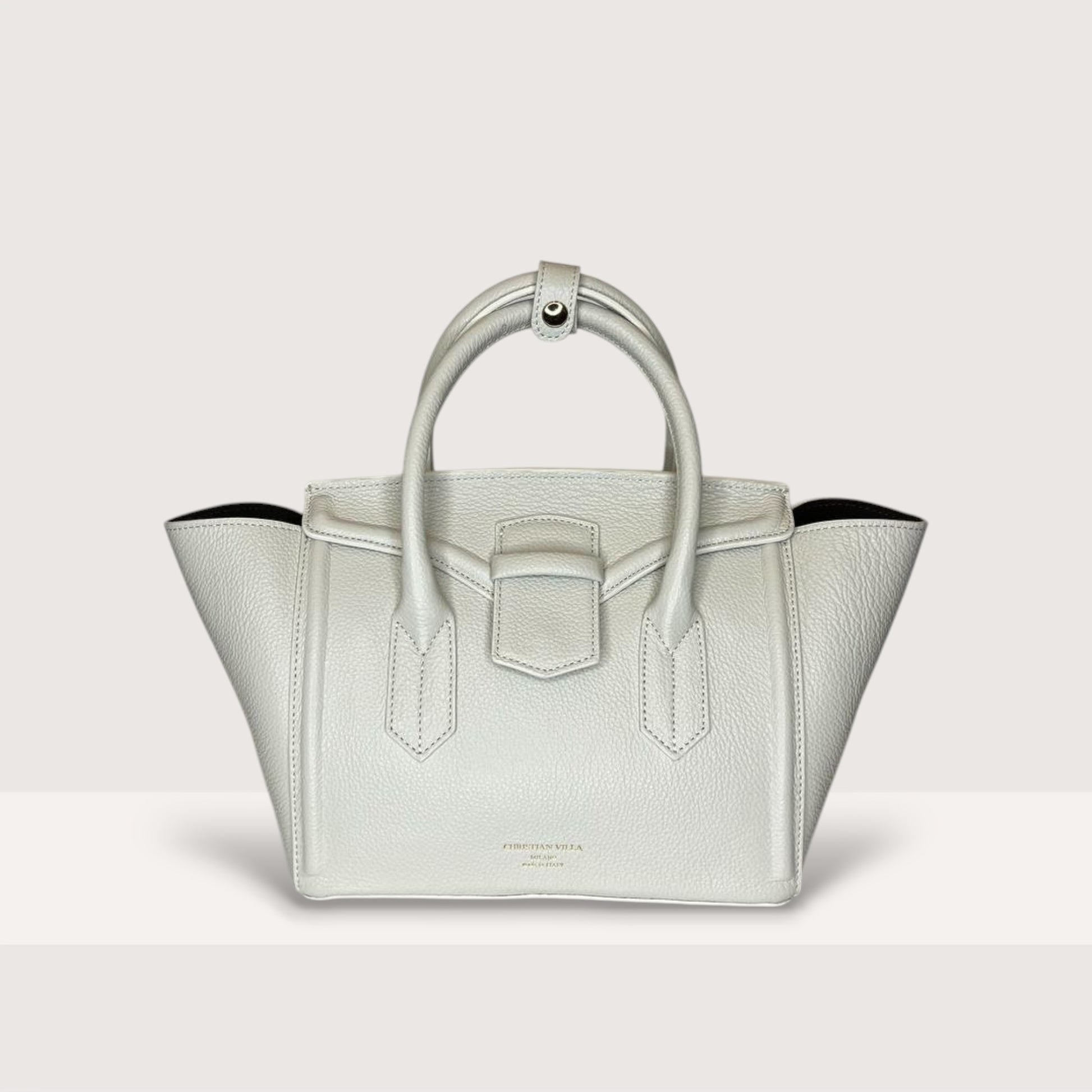 Біла італійська шкіряна жіноча сумка Christian Villa Serena Medium 06303 Bag Peggy Gypsum