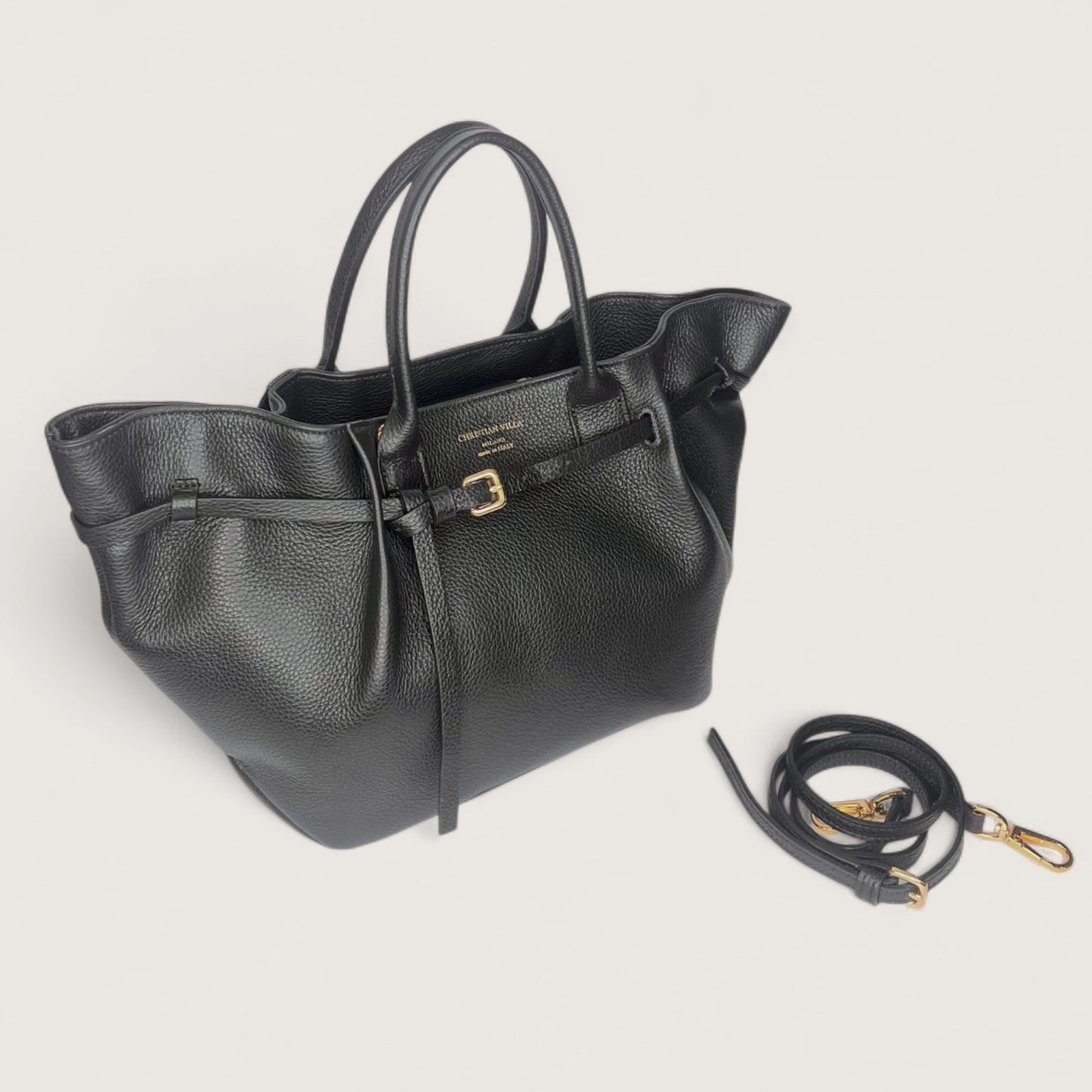 Чорна італійська шкіряна жіноча сумка Christian Villa 06308 Bag Peggy Nero