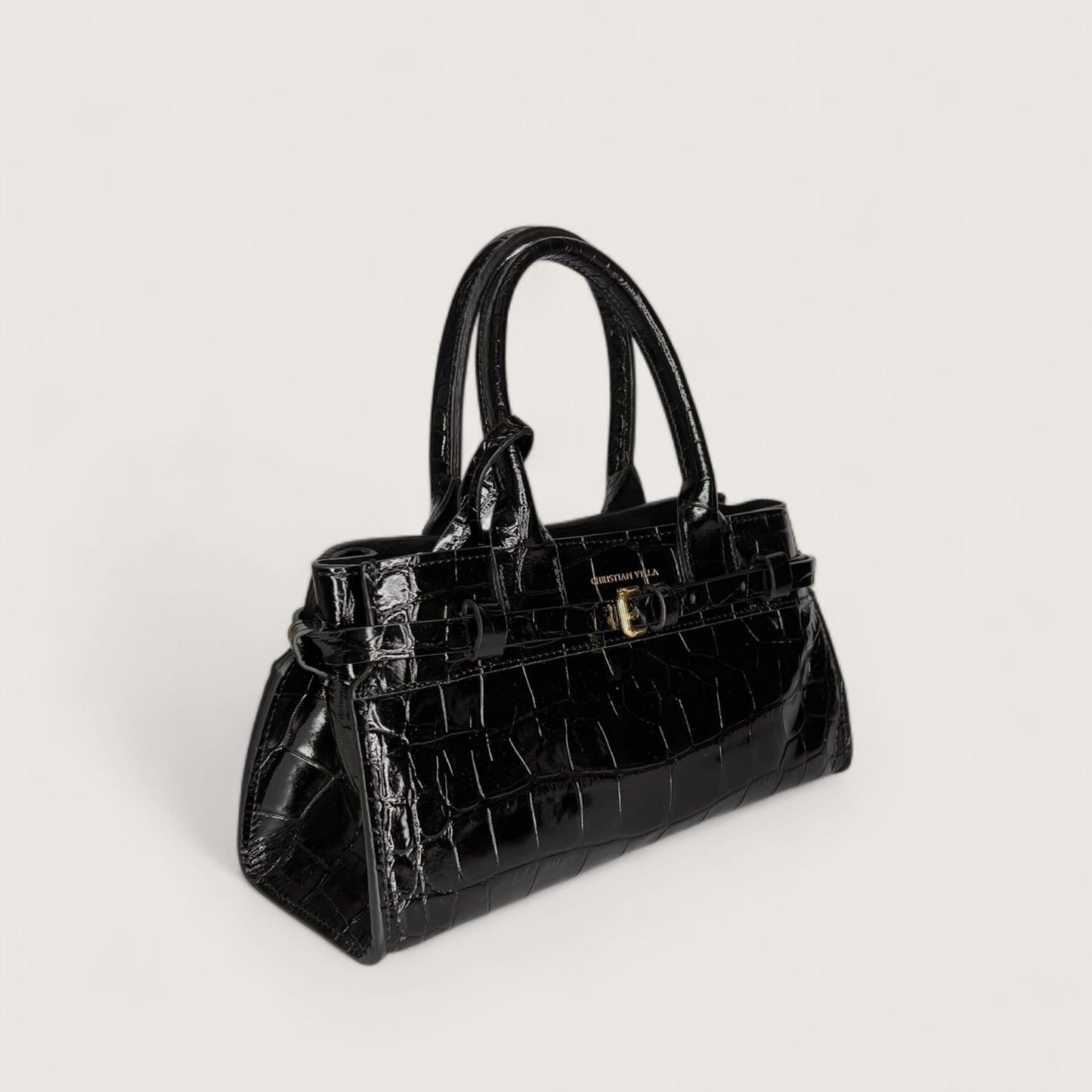 Чорна італійська шкіряна жіноча сумка Christian Villa 06340 Bag Cocco Nero