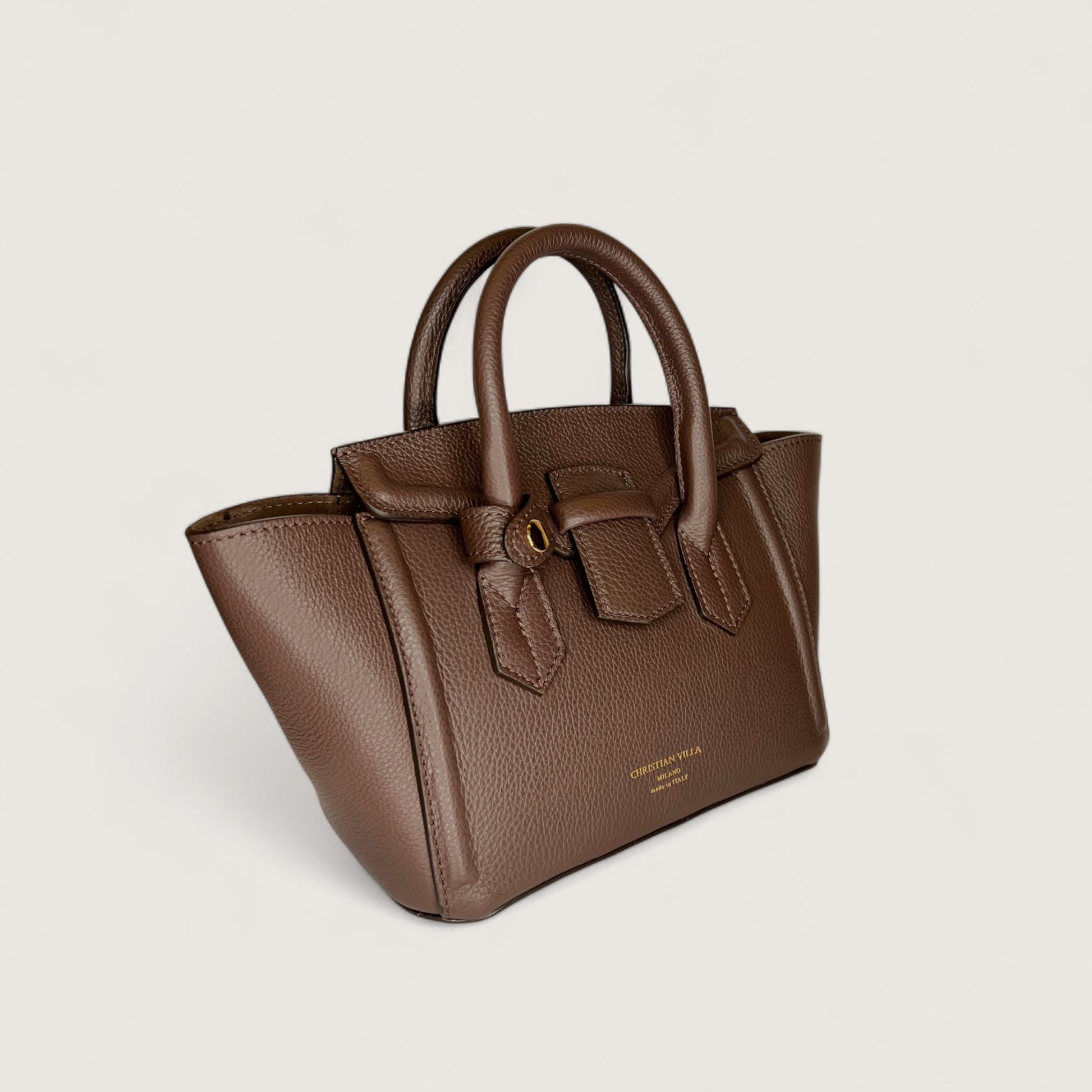 Шоколадна італійська шкіряна жіноча сумка Christian Villa Serena 06359 Bag Peggy Praline