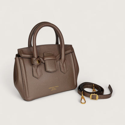 Шоколадна італійська шкіряна жіноча сумка Christian Villa Serena 06359 Bag Peggy Praline