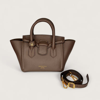 Шоколадна італійська шкіряна жіноча сумка Christian Villa Serena 06359 Bag Peggy Praline
