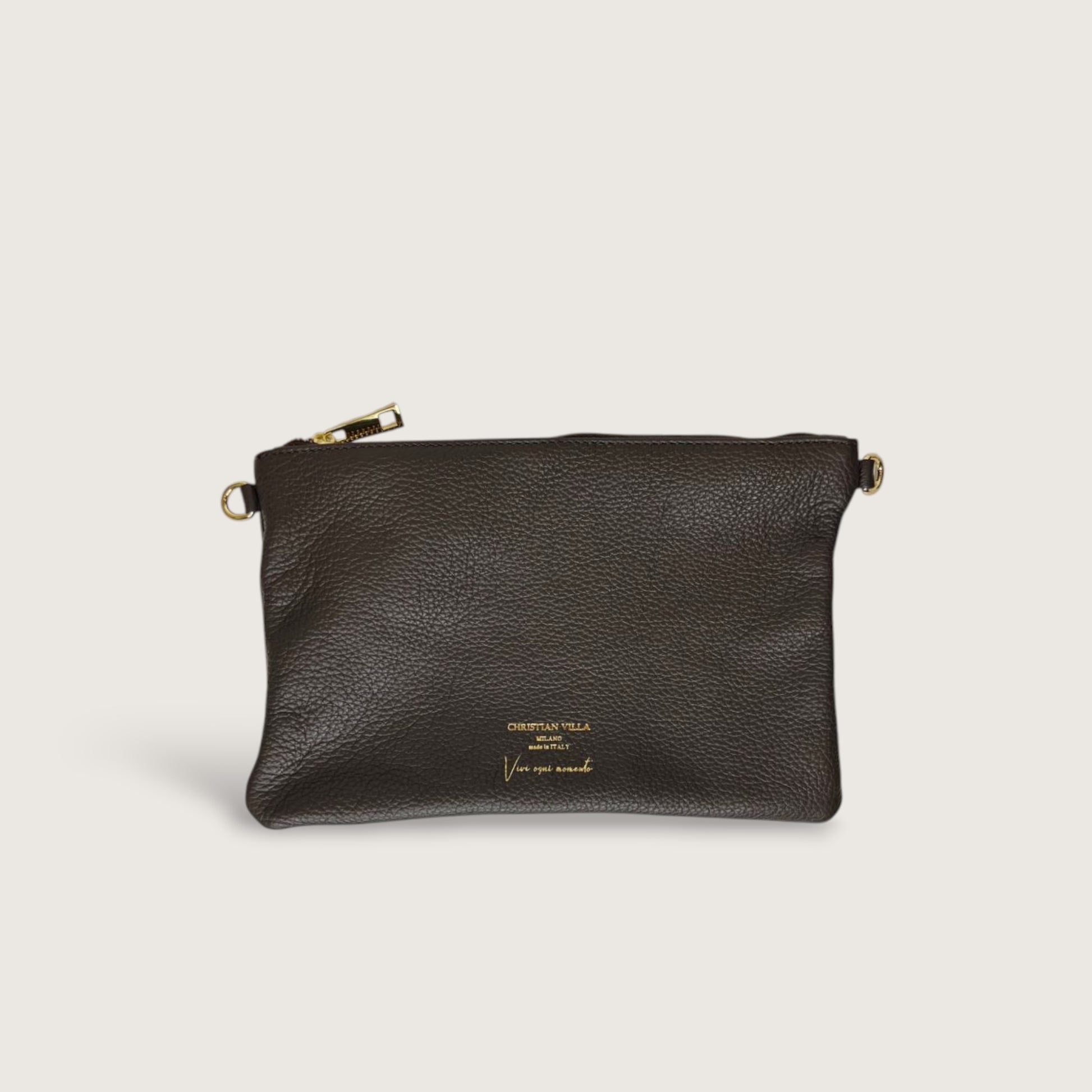 Італійська шкіряна жіноча сумка Christian Villa Gwen Large 06420 Bag Peggy T.Moro кольору какао/чорний