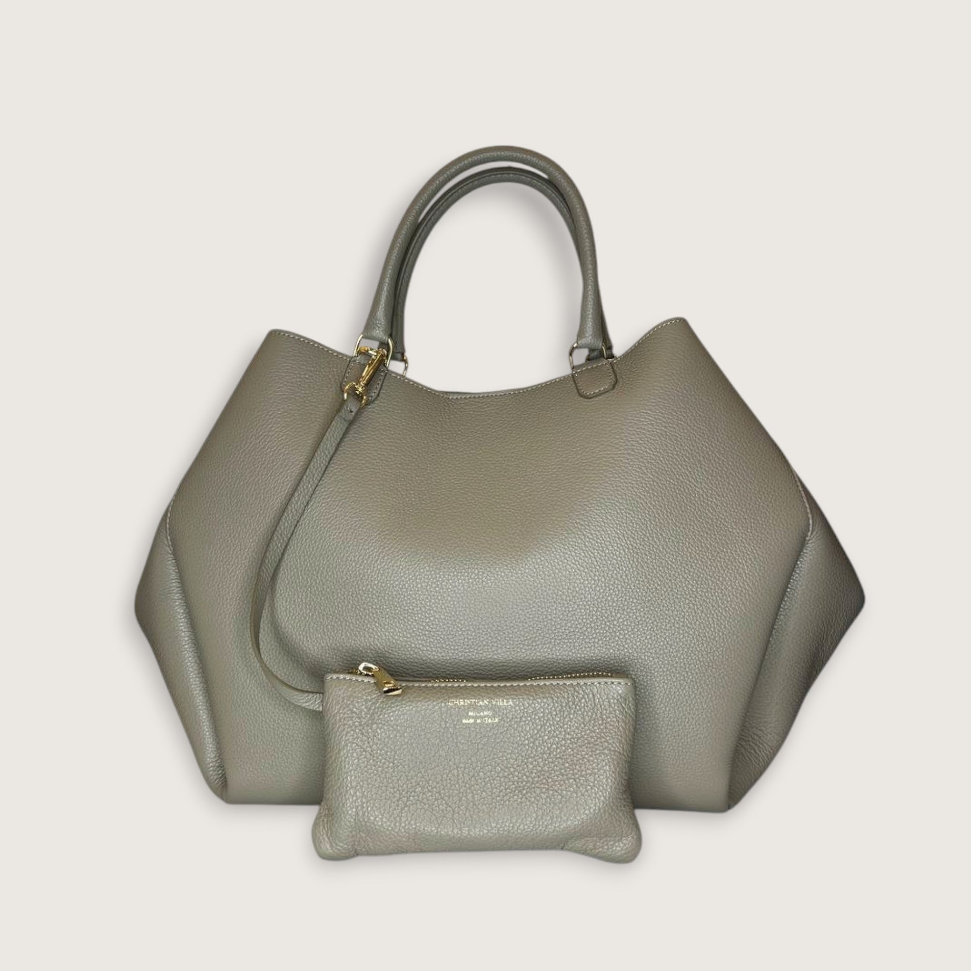 Італійська шкіряна жіноча сумка Christian Villa Athena Large 06441 Bag Peggy Creta кольору тауп