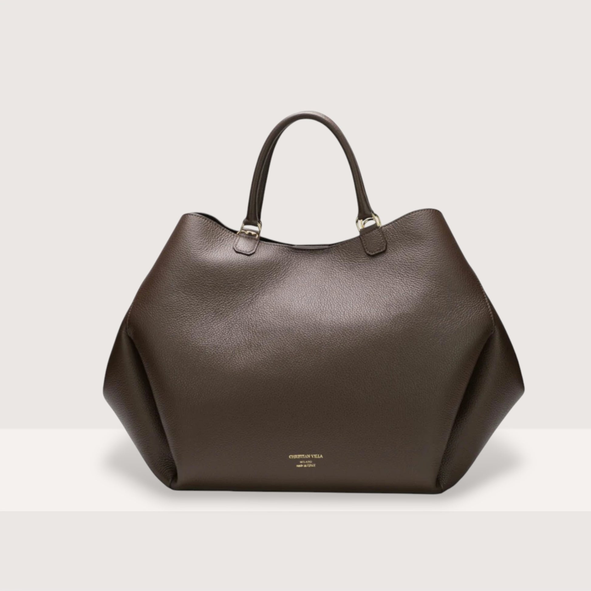 Італійська шкіряна жіноча сумка Christian Villa Athena Large 06441 Bag Peggy Praline кольору какао