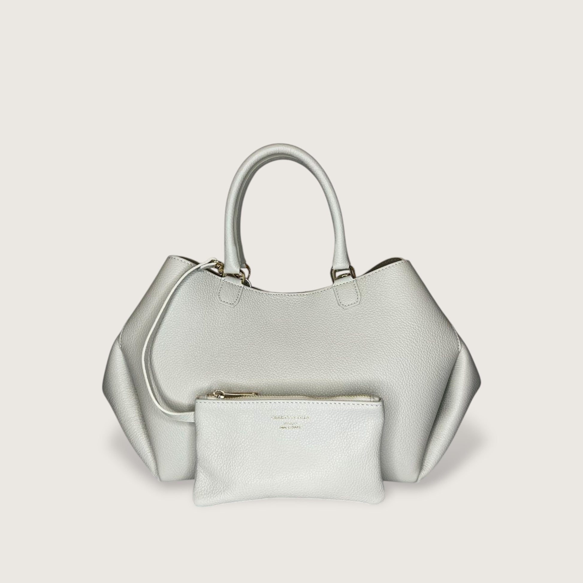 Біла італійська шкіряна жіноча сумка Christian Villa Athena Medium 06442 Bag Peggy Gypsum