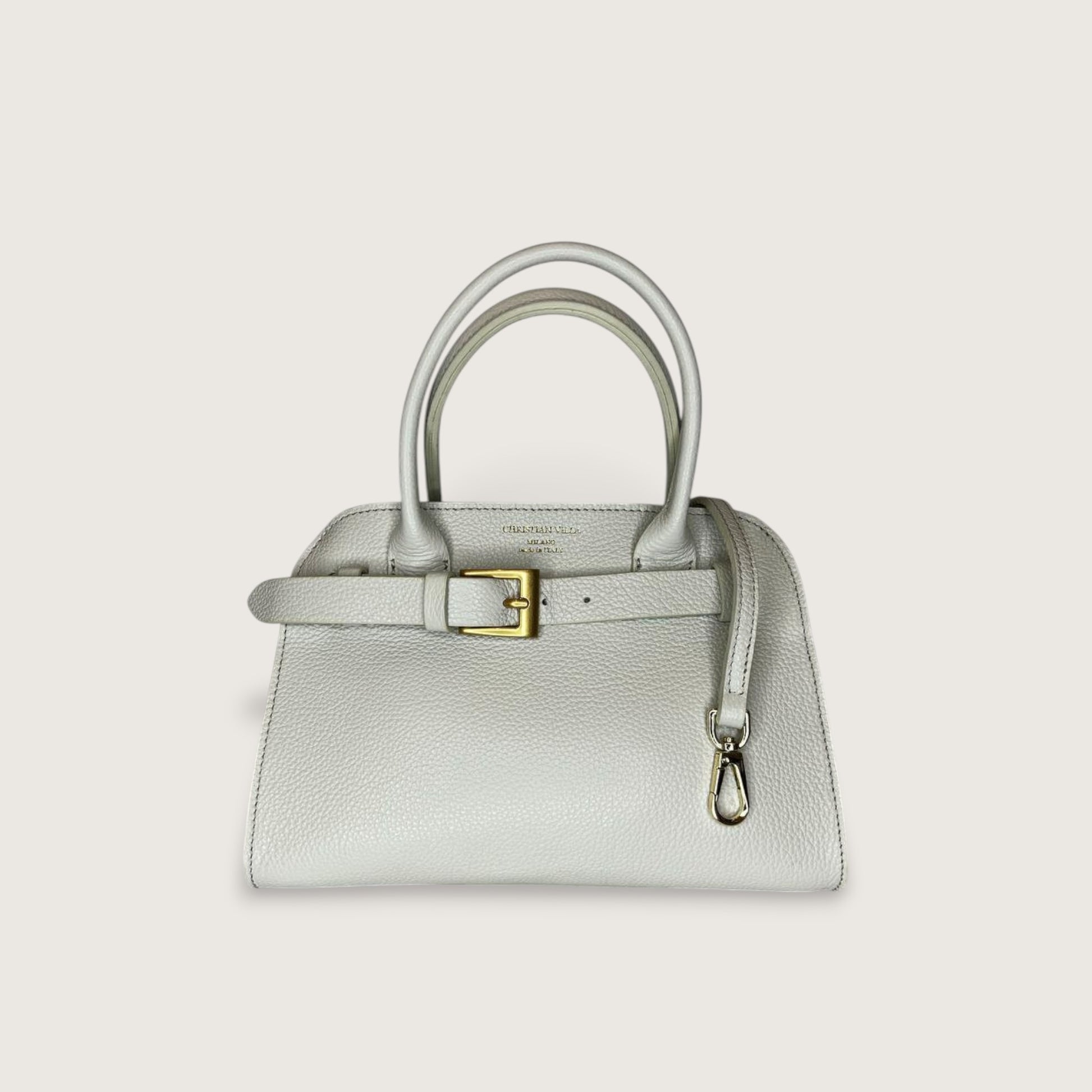 Біла італійська шкіряна жіноча сумка Christian Villa 06445 Bag Peggy Gypsum