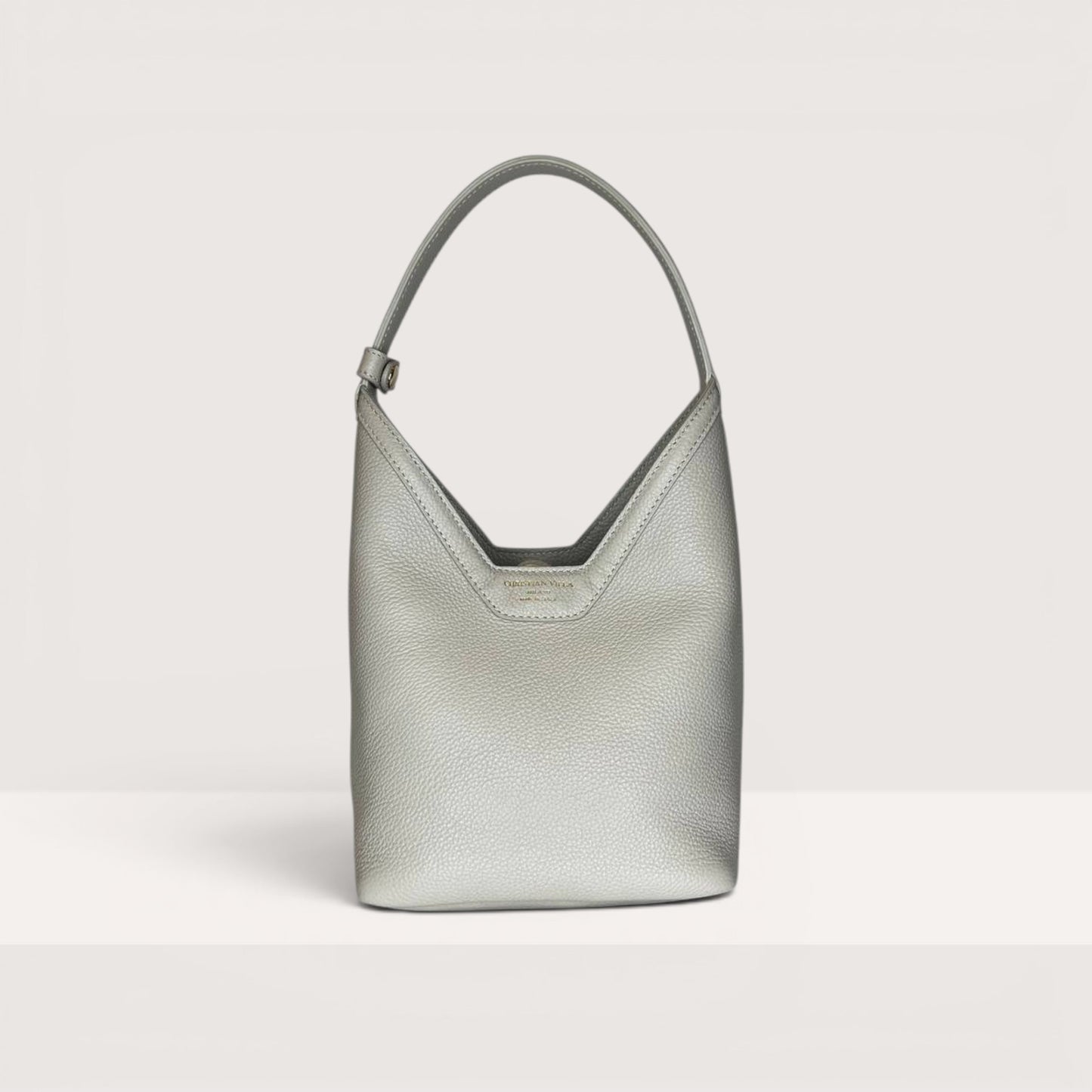 Сіра італійська шкіряна жіноча сумка Christian Villa Silvya Medium 06468 Bag Peggy Owl