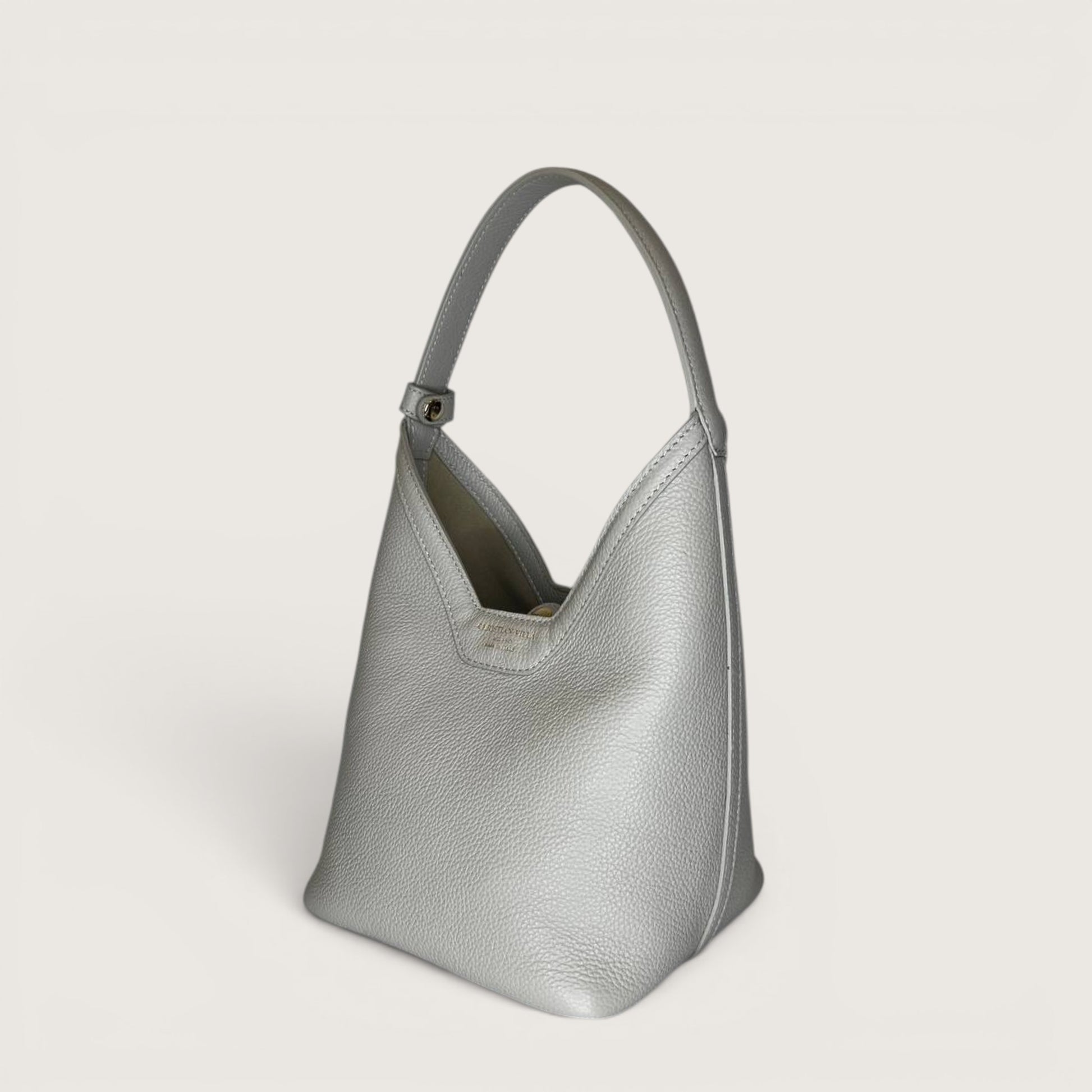Сіра італійська шкіряна жіноча сумка Christian Villa Silvya Medium 06468 Bag Peggy Owl