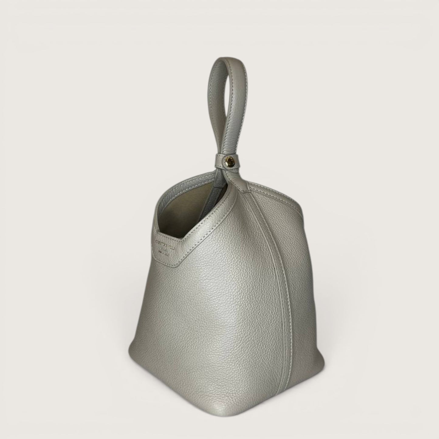 Сіра італійська шкіряна жіноча сумка Christian Villa Silvya Medium 06468 Bag Peggy Owl