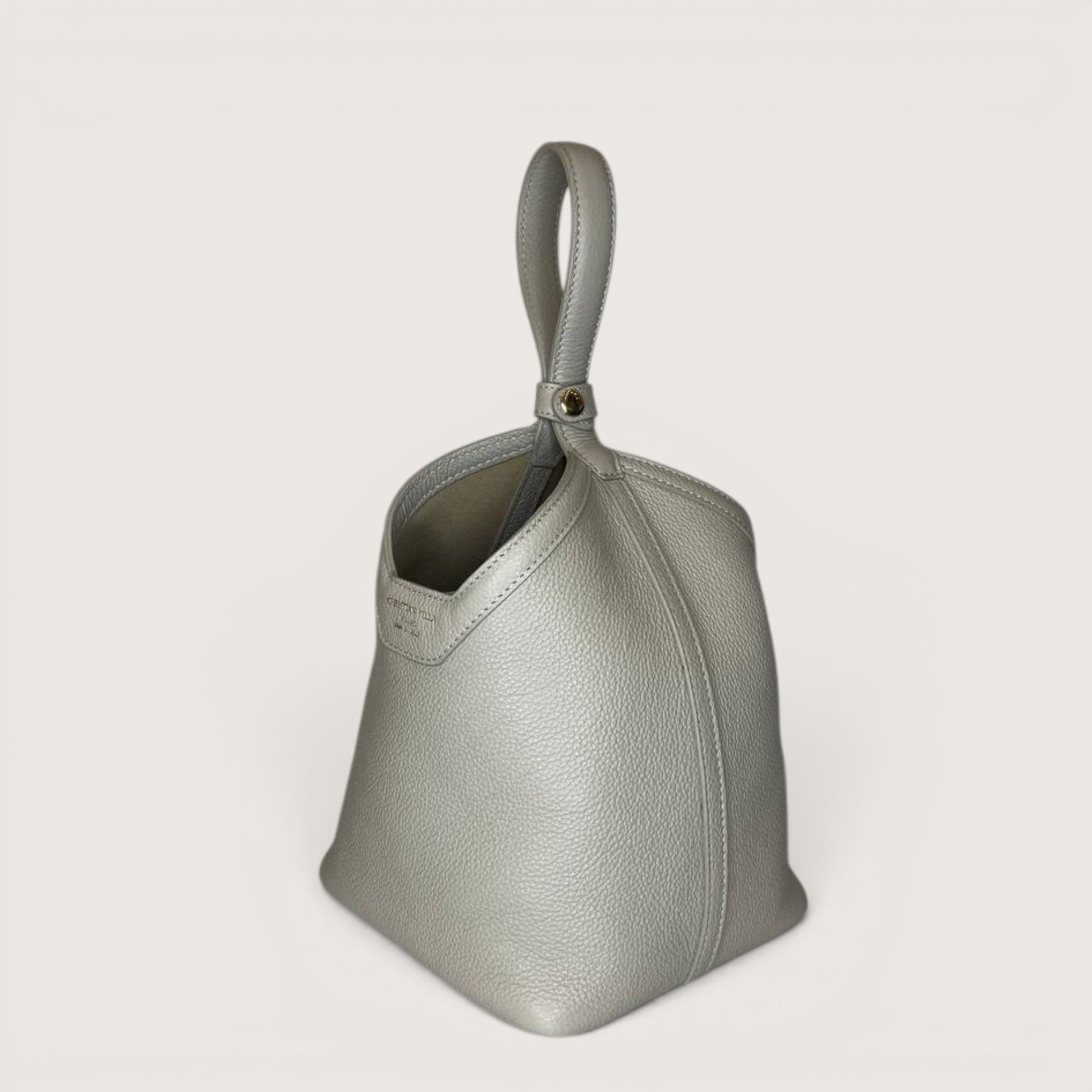 Сіра італійська шкіряна жіноча сумка Christian Villa Silvya Medium 06468 Bag Peggy Owl
