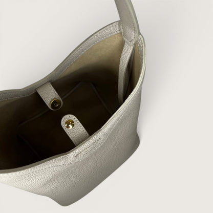 Сіра італійська шкіряна жіноча сумка Christian Villa Silvya Medium 06468 Bag Peggy Owl