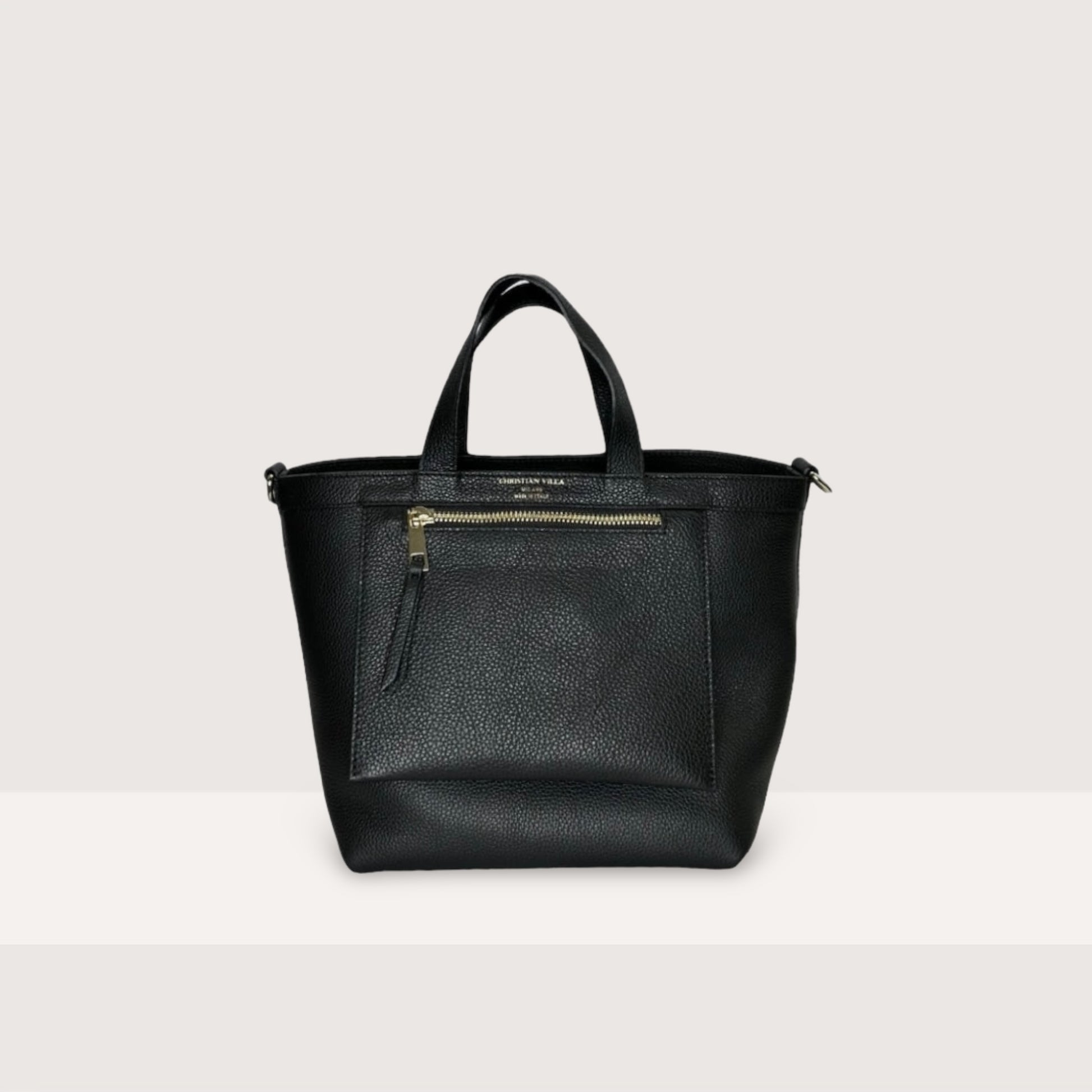 Чорна італійська шкіряна жіноча сумка Christian Villa Tote Bags 05247 Peggy Black