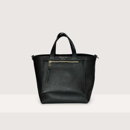 Чорна італійська шкіряна жіноча сумка Christian Villa Tote Bags 05247 Peggy Black