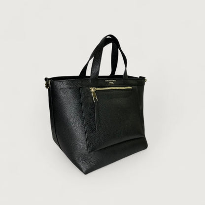 Чорна італійська шкіряна жіноча сумка Christian Villa Tote Bags 05247 Peggy Black