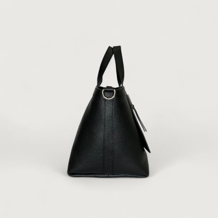 Чорна італійська шкіряна жіноча сумка Christian Villa Tote Bags 05247 Peggy Black
