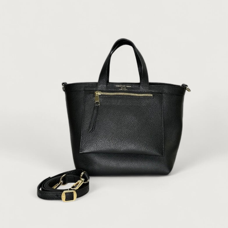Чорна італійська шкіряна жіноча сумка Christian Villa Tote Bags 05247 Peggy Black