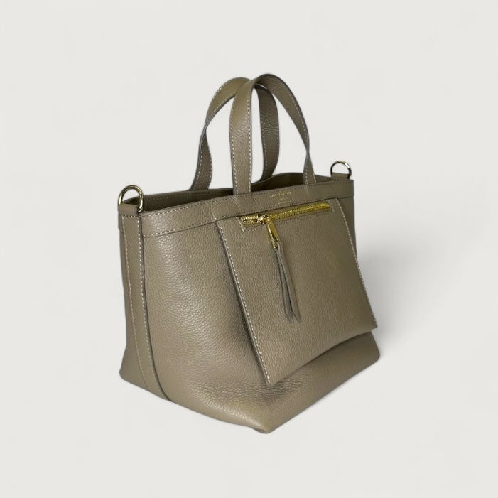 Італійська шкіряна жіноча сумка Christian Villa Tote Bags 05247 Peggy Creta кольору тауп