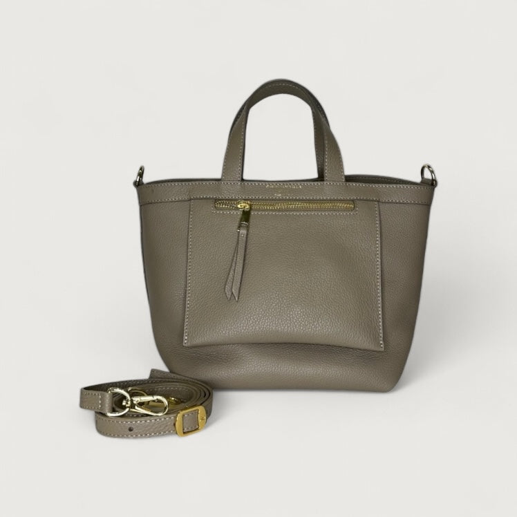 Італійська шкіряна жіноча сумка Christian Villa Tote Bags 05247 Peggy Creta кольору тауп
