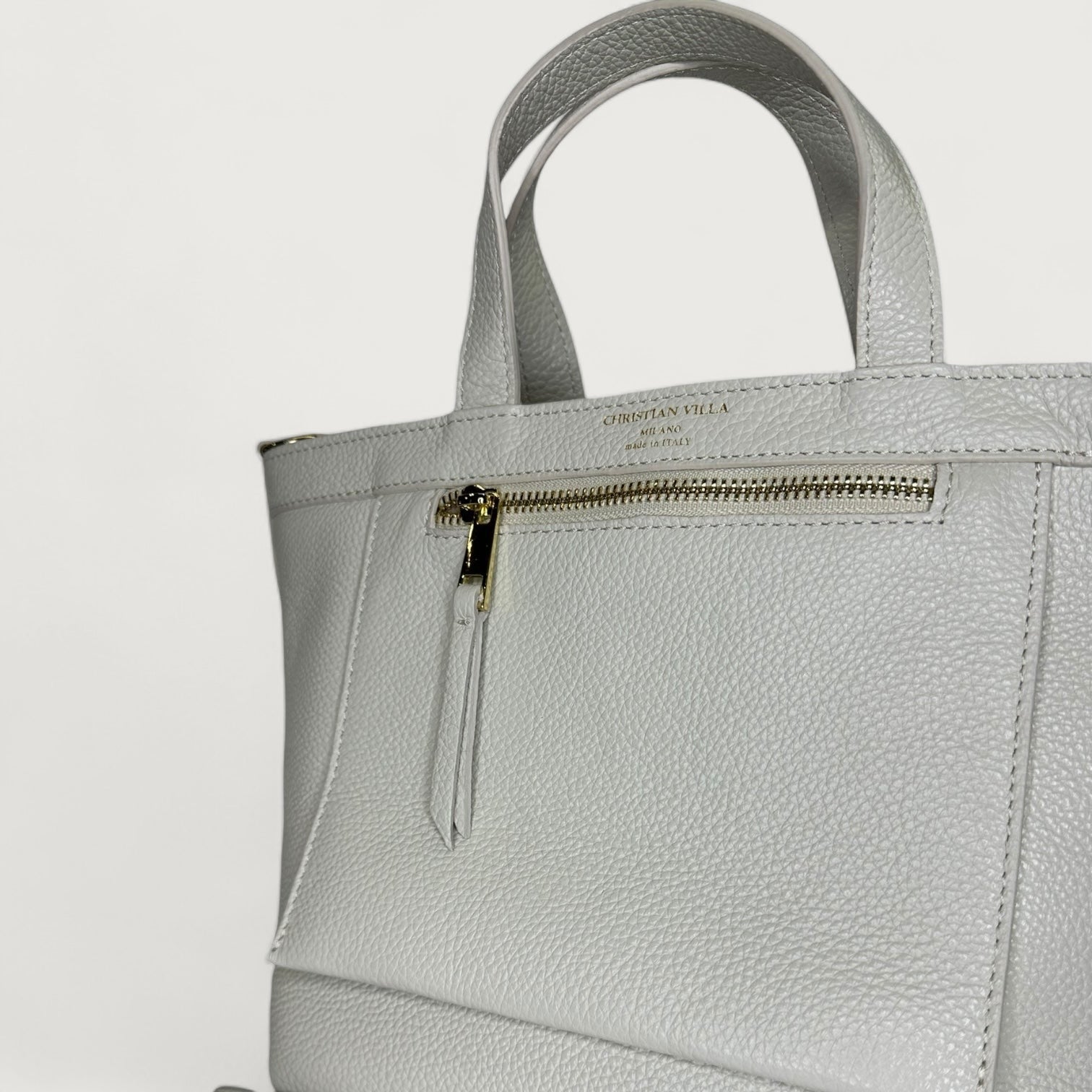 Біла італійська шкіряна жіноча сумка Christian Villa Tote Bags 05247 Peggy Gradenia