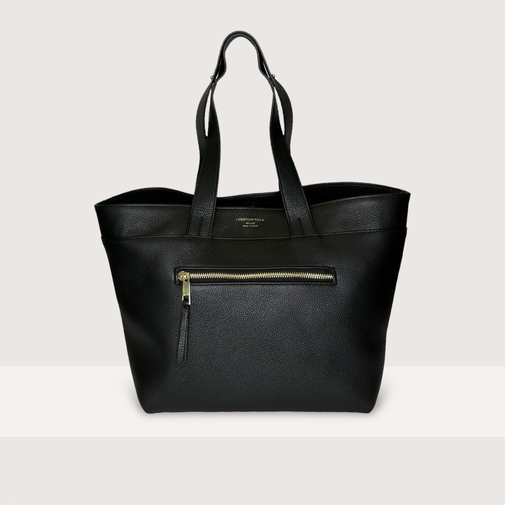 Чорна італійська шкіряна жіноча сумка Christian Villa Tote Bags 05248 Peggy Black