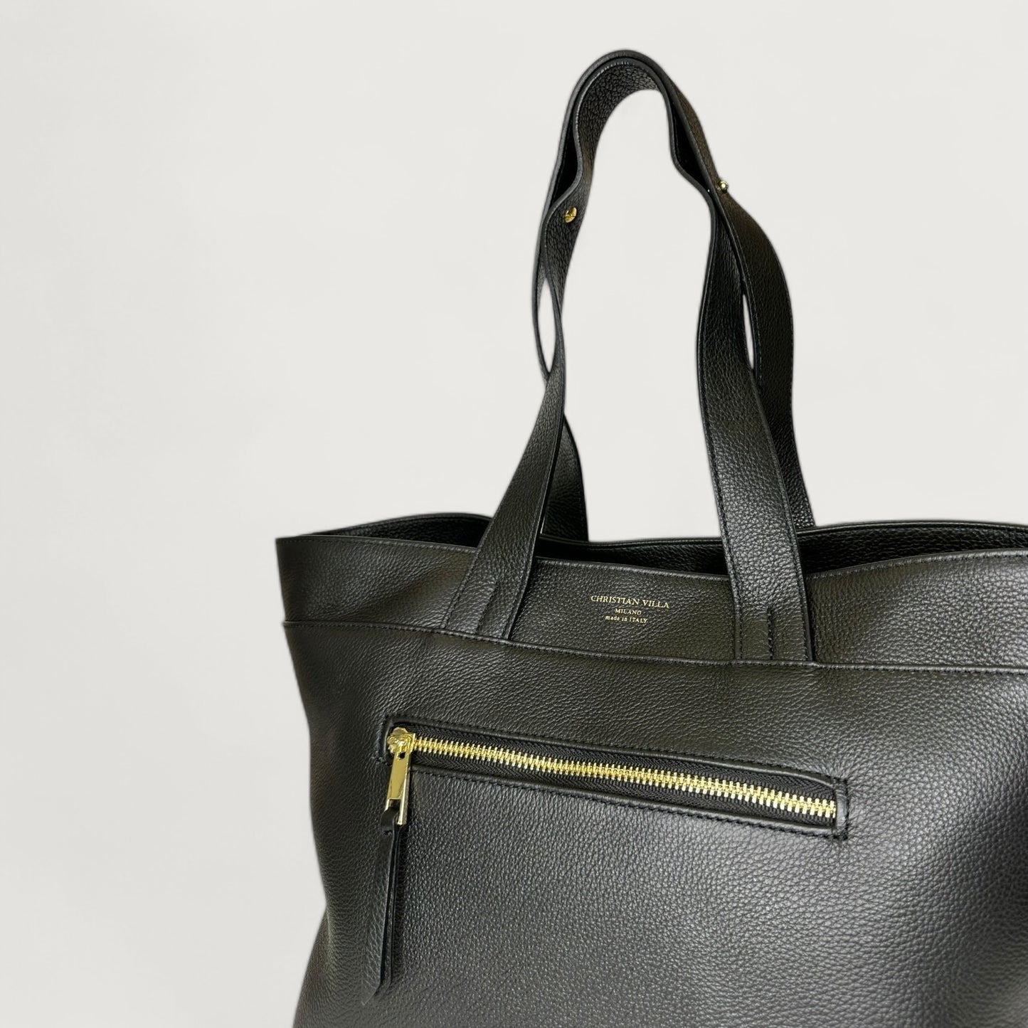 Чорна італійська шкіряна жіноча сумка Christian Villa Tote Bags 05248 Peggy Black