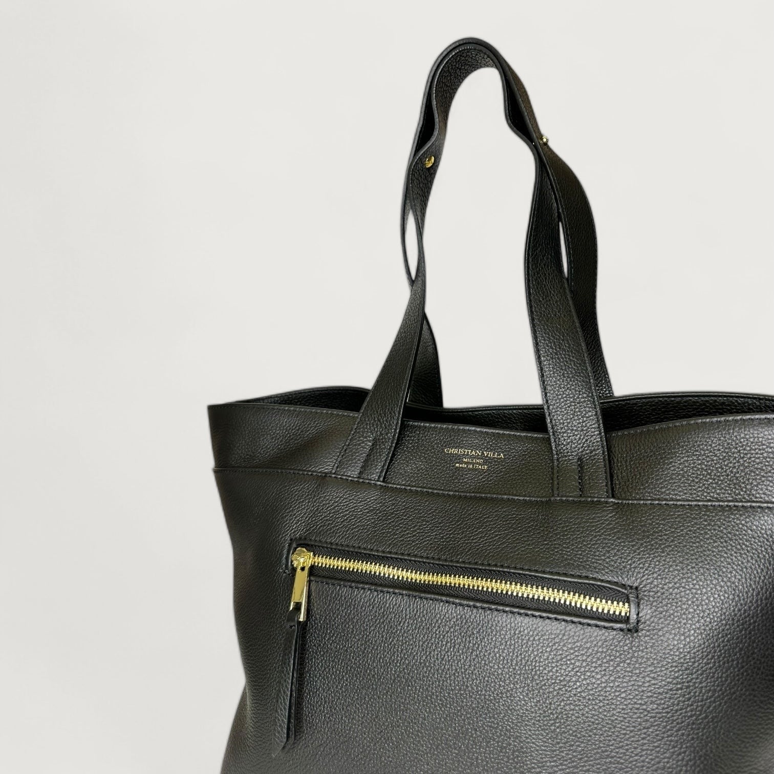 Чорна італійська шкіряна жіноча сумка Christian Villa Tote Bags 05248 Peggy Black