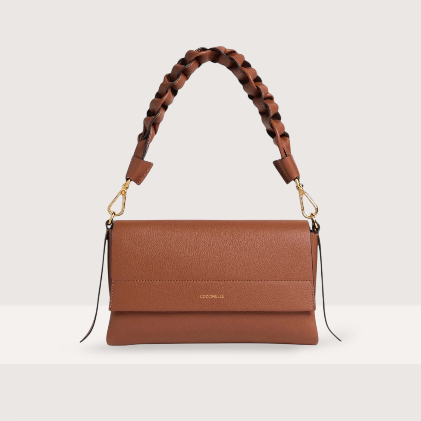 Коричнева італійська шкіряна жіноча сумка Coccinelle Boheme Small Grana Double E1 M50 12 01 01 682