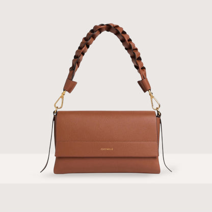 Коричнева італійська шкіряна жіноча сумка Coccinelle Boheme Small Grana Double E1 M50 12 01 01 682