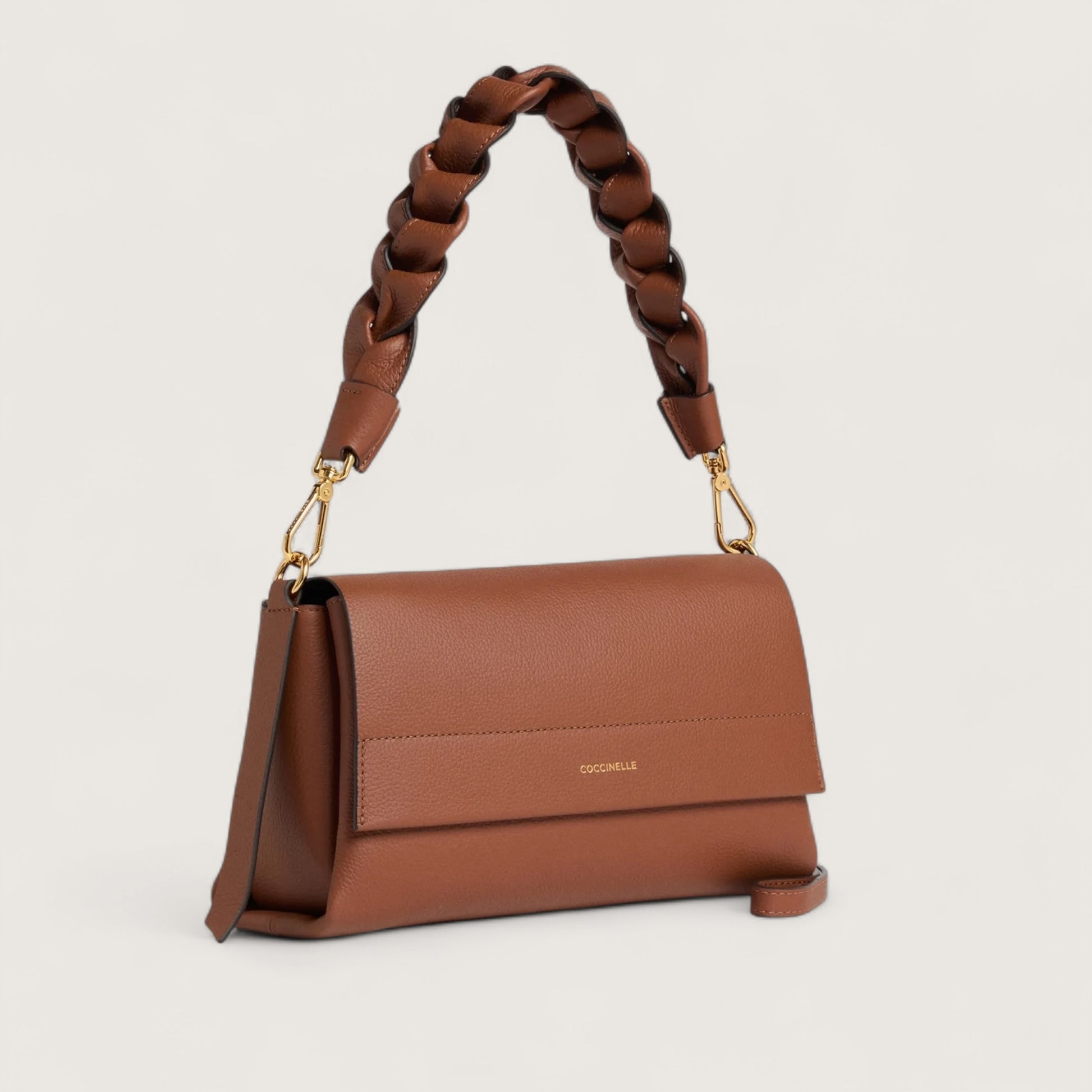 Коричнева італійська шкіряна жіноча сумка Coccinelle Boheme Small Grana Double E1 M50 12 01 01 682
