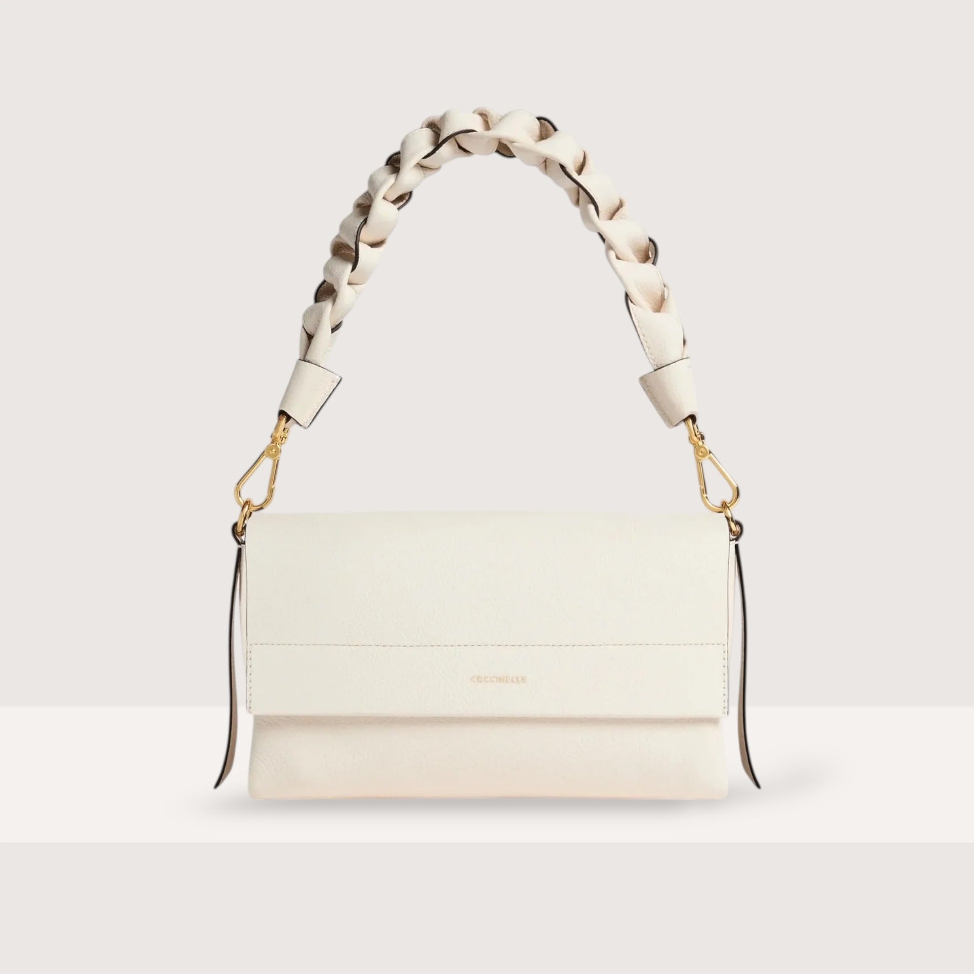 Біла італійська шкіряна жіноча сумка Coccinelle Boheme Small Grana Double E1 M50 12 01 01 685