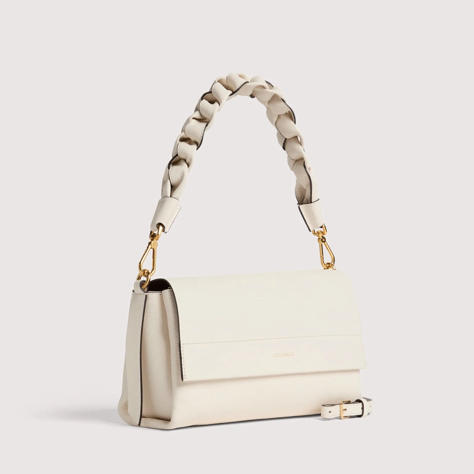 Біла італійська шкіряна жіноча сумка Coccinelle Boheme Small Grana Double E1 M50 12 01 01 685