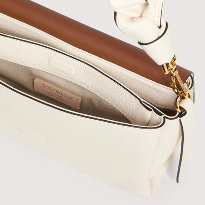 Біла італійська шкіряна жіноча сумка Coccinelle Boheme Small Grana Double E1 M50 12 01 01 685